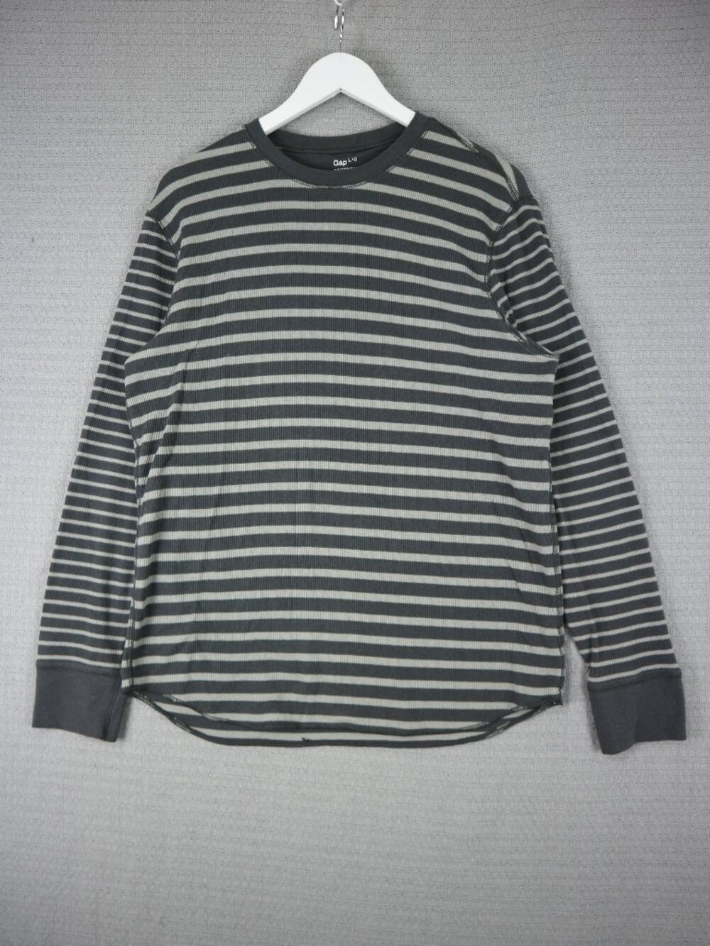 Gap Cotton Waffle Knit Longsleeve Shirt Grey Mens Large